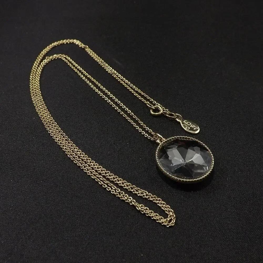 Loft Gray Crystal Pendant Long Silver Necklace, Woman's 34